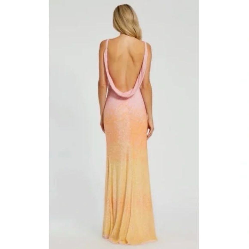 SOLD Mac Duggal 5763 Sunset Ombre Pink Sequin Open Back Maxi Gown Dress Size 8 - Picture 14 of 16